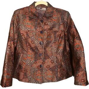 Vintage Purple and‎ Orange Sparkly Floral Jacket Size PS